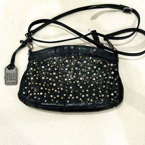 Frye black leather with metal studs shoulder bag.